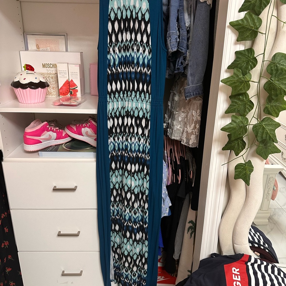 New York & Company Blue and Black Maxi Dress